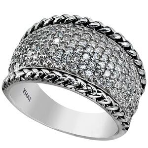 Macy’s Cubic Zirconia Sterling Silver Pave Statement Ring size 7
